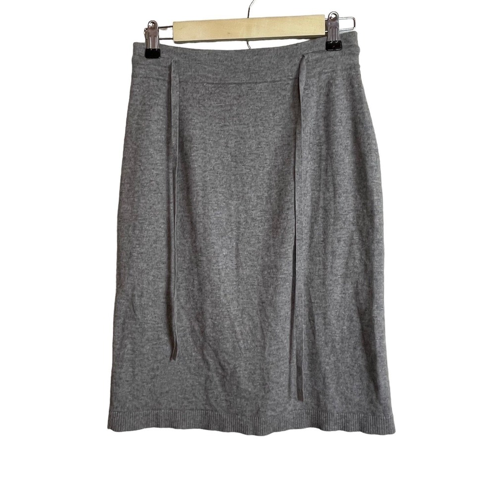 Lafayette 148 New York Knit Skirt Women S Gray Minimalist Office Drawstring Midi